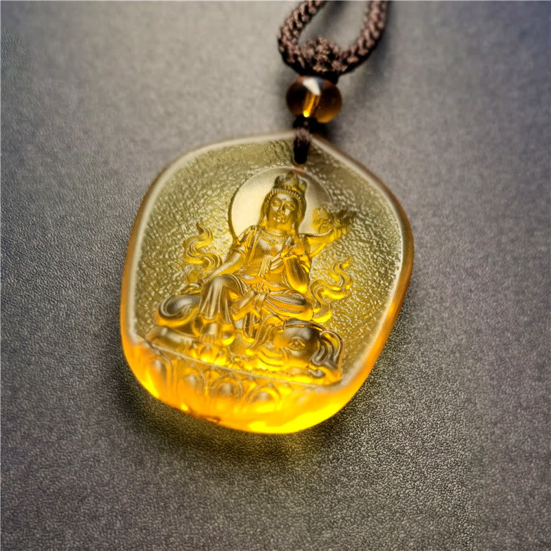 Nimara Ritual Chinese Zodiac Natal Buddha Blessing Liuli Crystal Compassion Necklace Pendant
