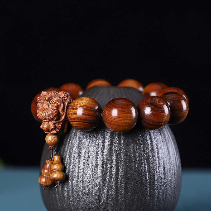 Maintain Healing Energy Rosewood Dragon Carved Protection Bracelet
