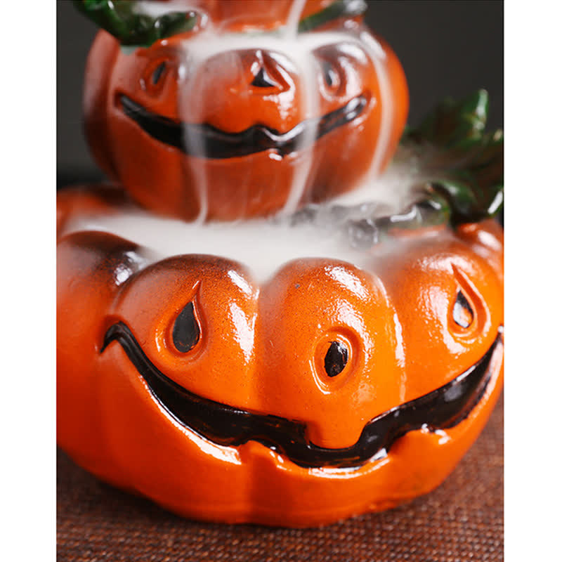 Nimara Ritual Halloween Pumpkins Ghost Resin Backflow Smoke Fountain Incense Burner Decoration