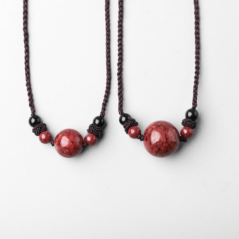 Nimara Ritual Natural Cinnabar Stones Bead Blessing Necklace Pendant