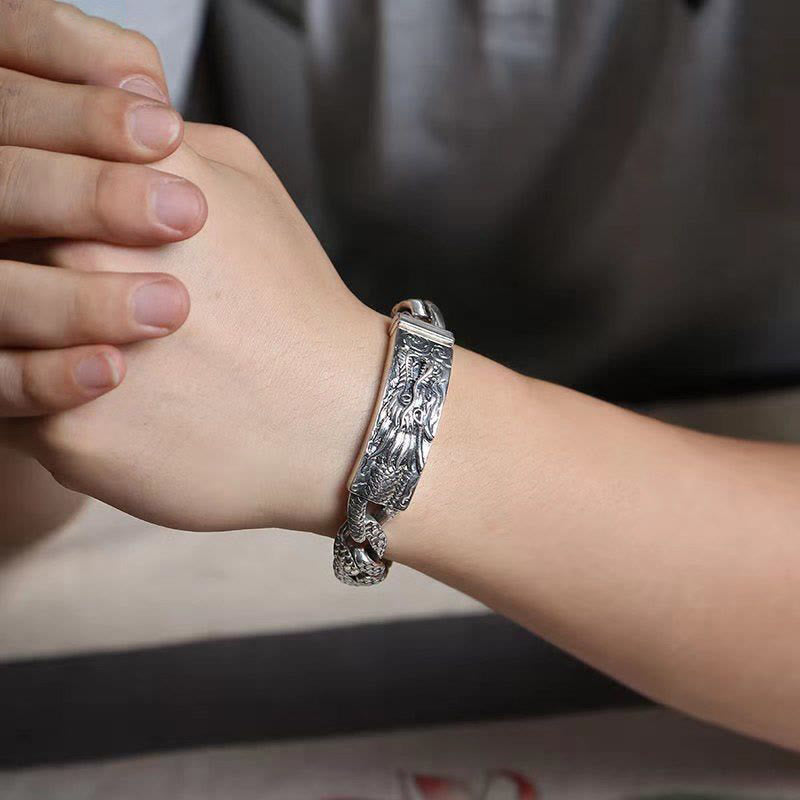 Nimara Ritual Retro Dragon Scale Pattern Engraved Protection Bracelet