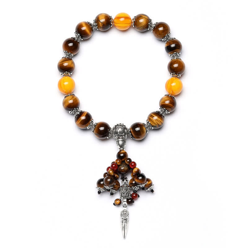 Nimara Ritual Natural Tiger Eye Red Agate Dragon Vein Agate Stone Vajra Dorje Power Healing Bracelet Car Decoration