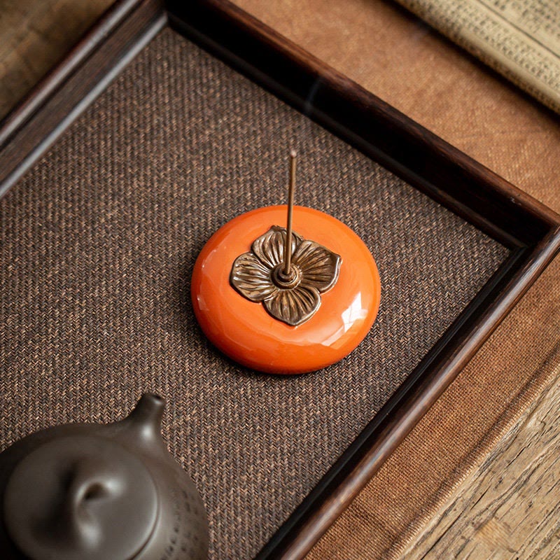 Nimara Ritual Persimmon Ceramic Meditation Healing Incense Burner Incense Holders