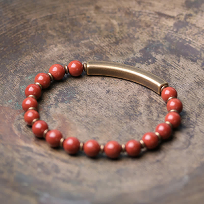 Nimara Ritual Red Jasper Moss Agate Black Obsidian Crystal Copper Peace Couple Bracelet