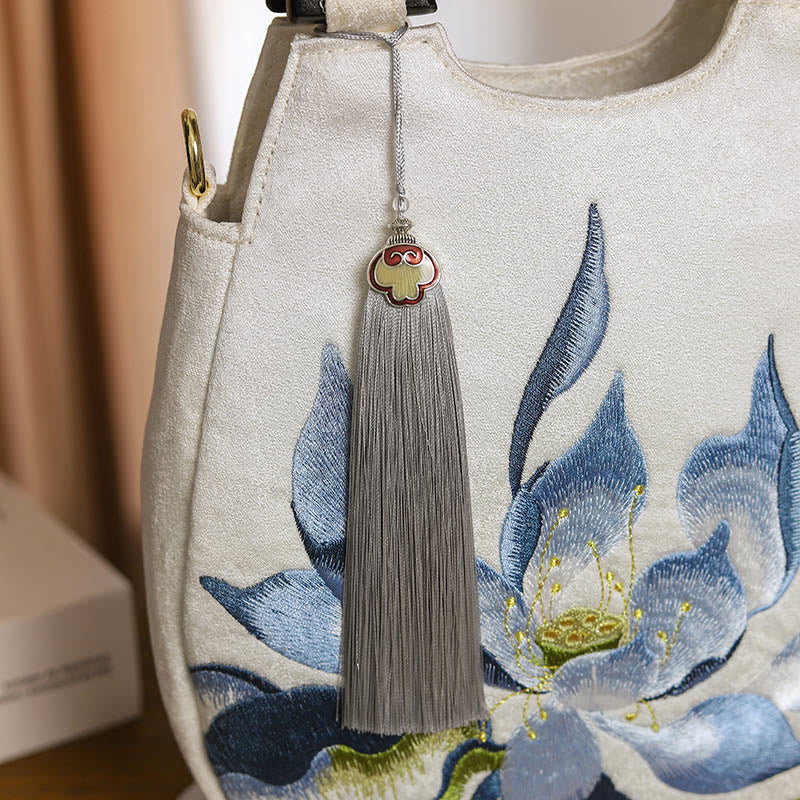 Nimara Ritual Lotus Embroidery Handbag Crossbody Bag