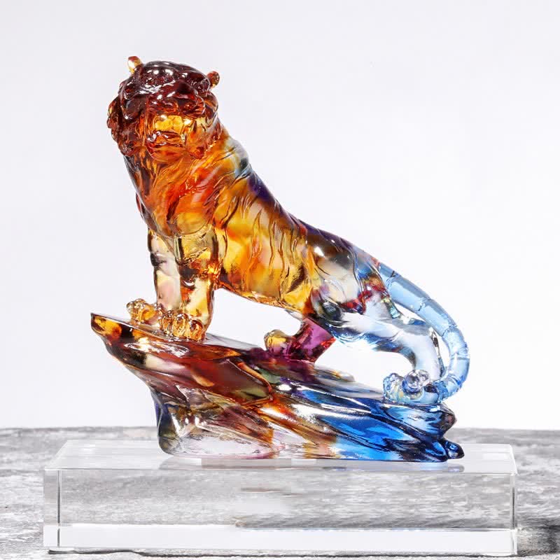 Nimara Ritual Handmade Liuli Crystal Tiger Art Piece Protection Home Decoration