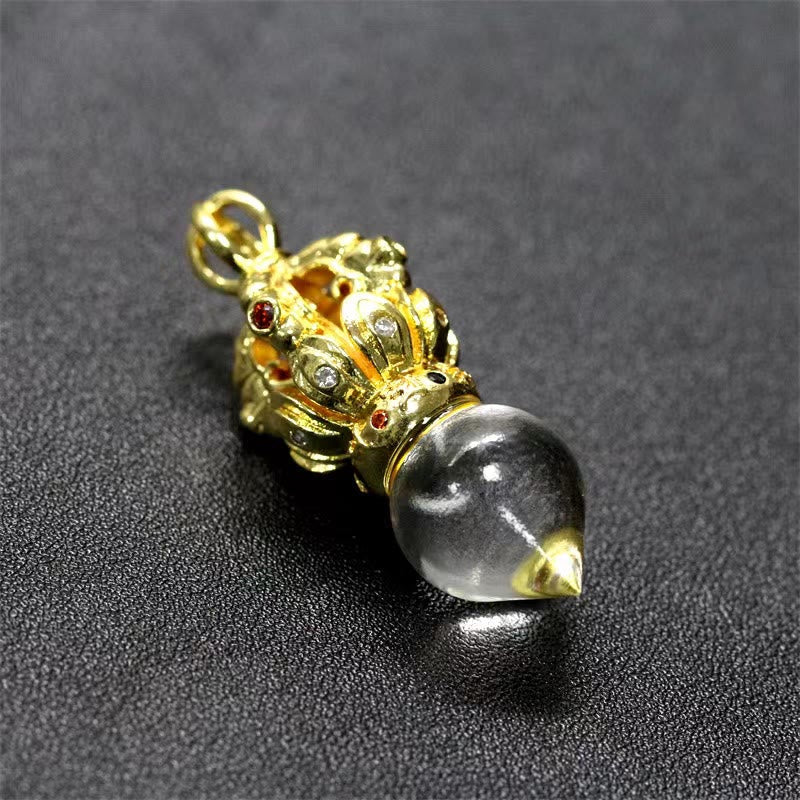 Nimara Ritual Tibetan Dorje Vajra 4 Prong Lotus Liuli Crystal Strength Necklace Pendant