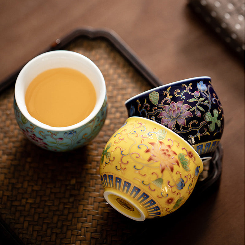 Nimara Ritual Lotus Flower Pod Pattern Ceramic Teacup Kung Fu Tea Cup 80ml