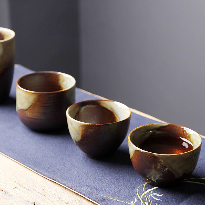 Nimara Ritual Vintage Brown Beige Kiln Change Ceramic Teacup Kung Fu Tea Cup Bowl