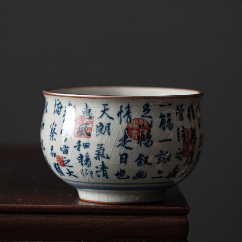 Nimara Ritual Mountain Landscape Lotus Orchid Pavilion Gathering Ceramic Teacup Kung Fu Tea Cup