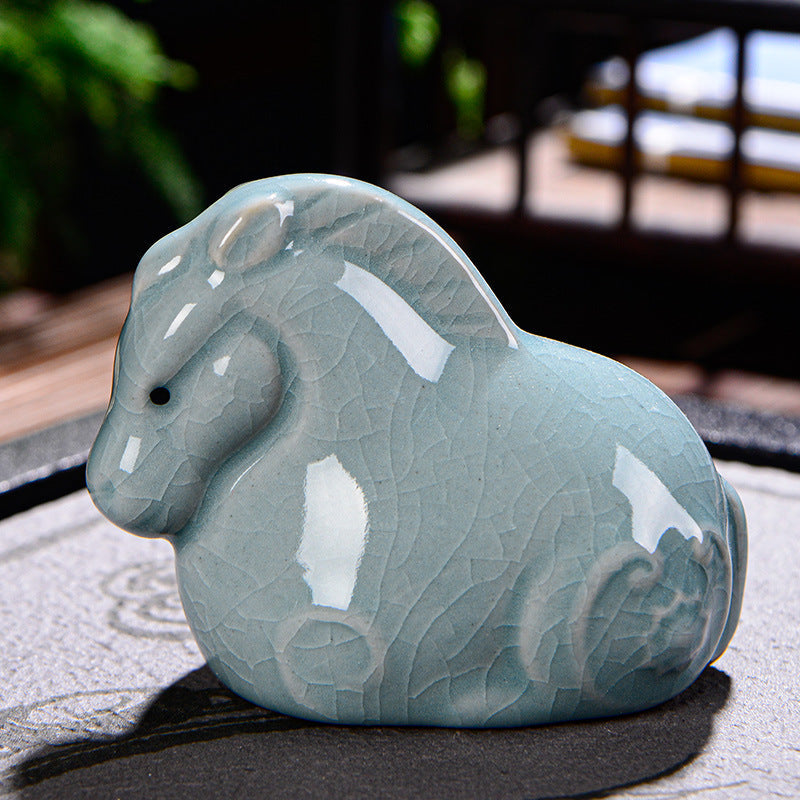 Nimara Ritual Chinese Zodiac Wealth Ceramic Tea Pet Home Figurine Decoration