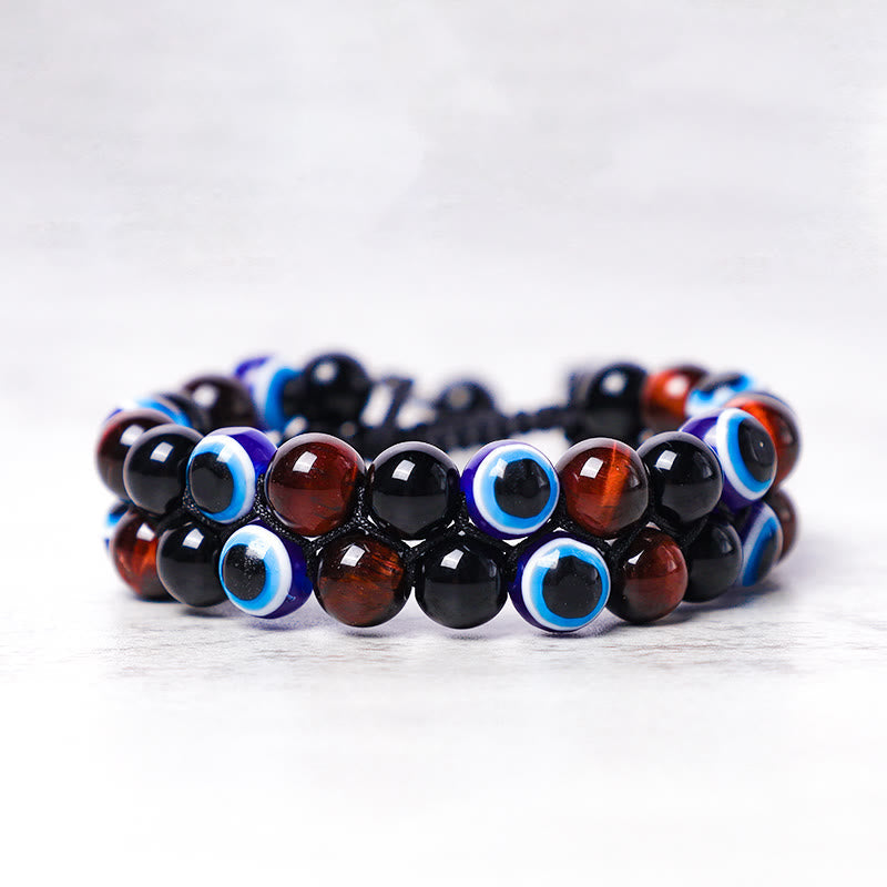 Nimara Ritual Evil Eye Hematite Tiger Eye Protection Beaded Bracelet