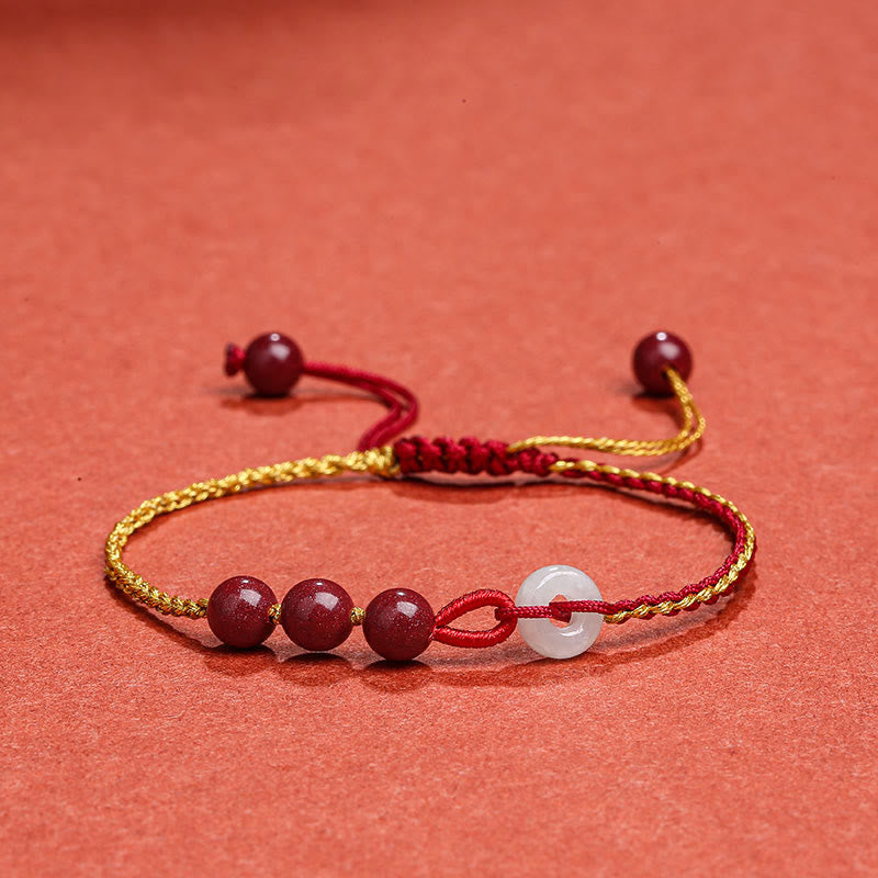 Nimara Ritual Natural Cinnabar Jade Peace Buckle Blessing Bracelet