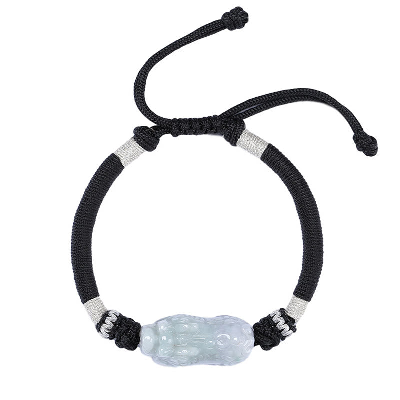 Nimara Ritual Handmade Natural Jade PiXiu Luck Prosperity Braided String Bracelet