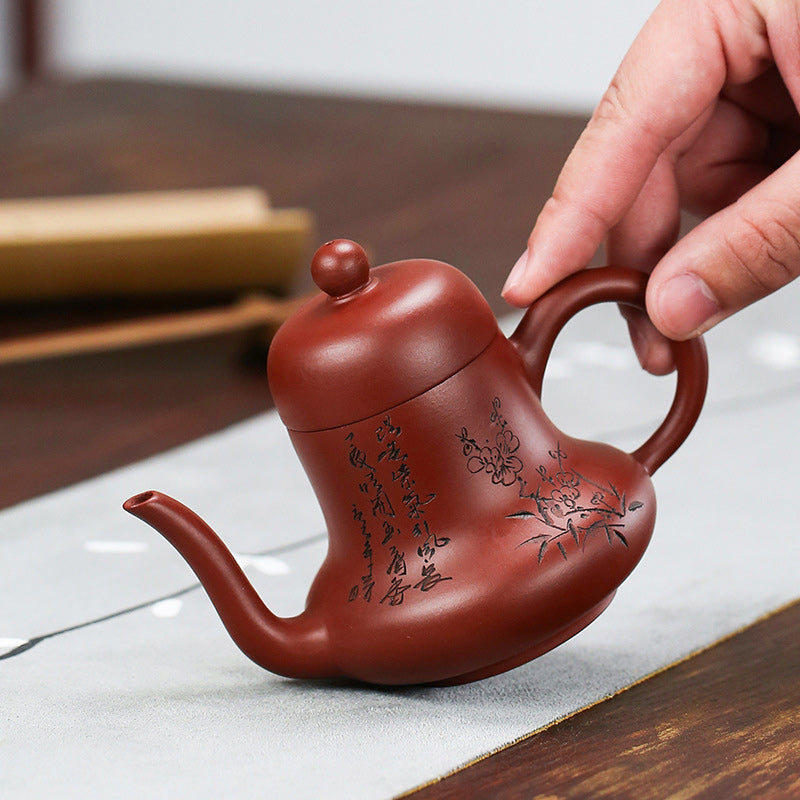 Nimara Ritual Vintage Bamboo Peach Blossom Purple Clay Kung Fu Teapot