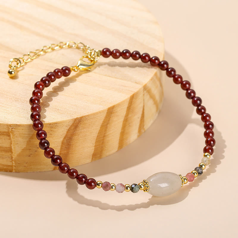 Nimara Ritual Garnet Jade Tourmaline Bead Passion Bracelet