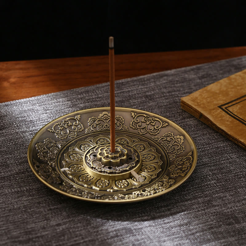 Nimara Ritual Lotus Dragon Phoenix Eight Auspicious Symbols Zinc Alloy Incense Stick Holder Healing Incense Burner Decoration