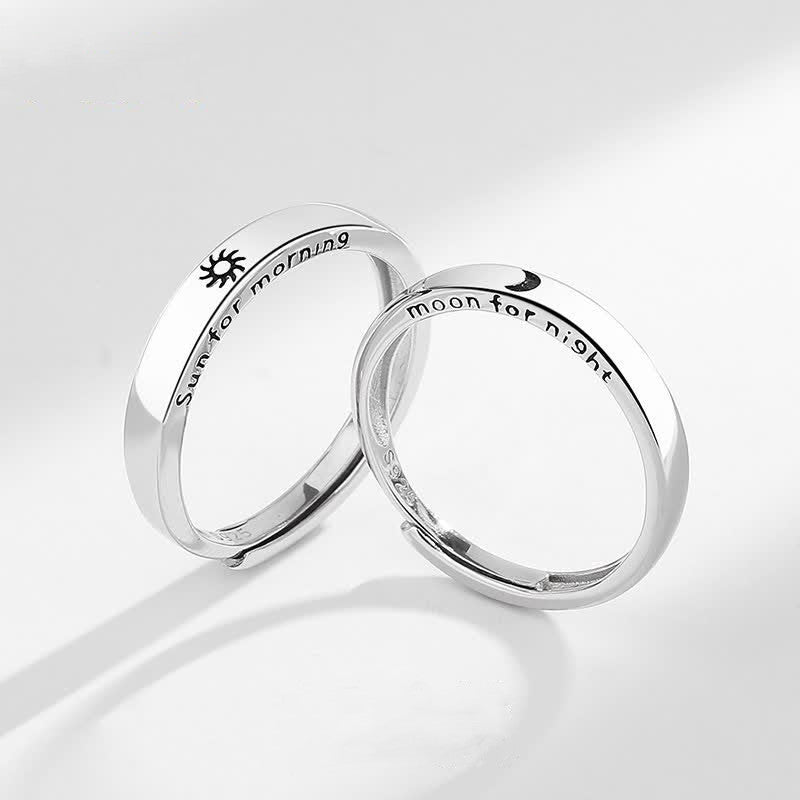 Nimara Ritual 925 Sterling Silver Sun Moon Protection Adjustable Couple Ring