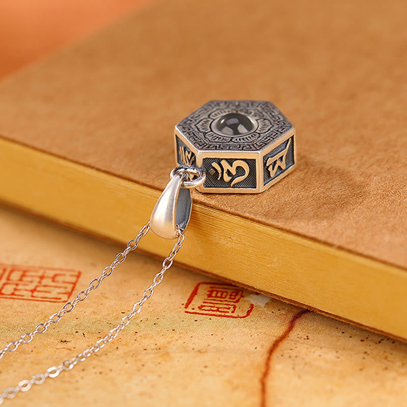 Nimara Ritual 990 Sterling Silver Tibetan Om Mani Padme Hum Lotus Love Projection Necklace Pendant