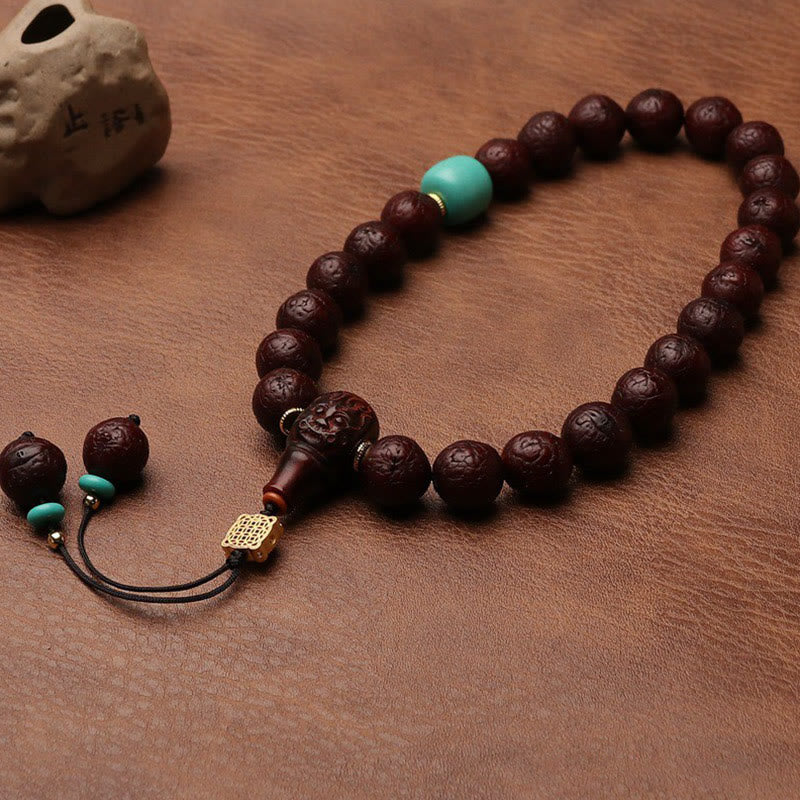 Nimara Ritual Tibetan Bodhi Seed Agate Bead Luck Wealth Tassel Charm Wrist Mala