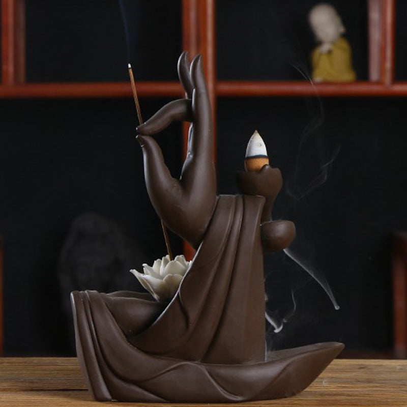 Nimara Ritual Tibetan Lotus Blessing Incense Burner Decoration
