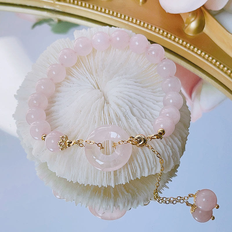 Nimara Ritual Natural Pink Crystal Peace Buckle Love Charm Bracelet