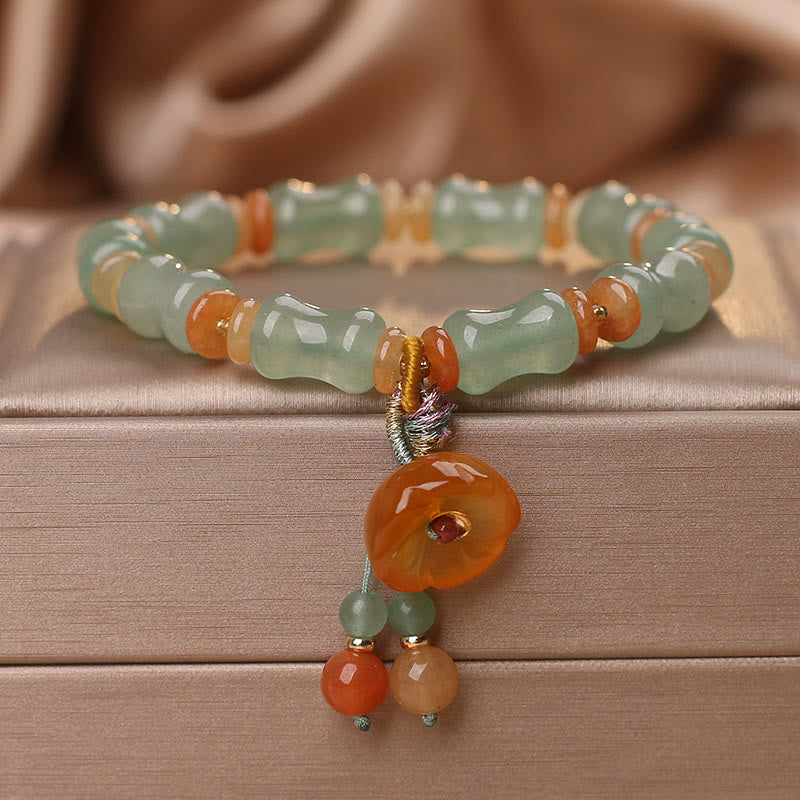 Nimara Ritual Natural Jade Bamboo Flower Pattern Luck Bracelet