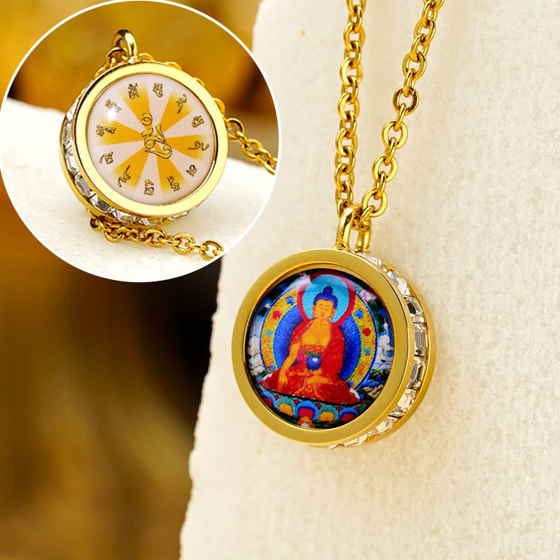 Nimara Ritual Tibetan Yellow God Of Wealth Green Tara Buddha Serenity Titanium Steel Necklace Pendant