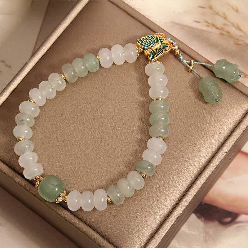Nimara Ritual Natural Tianshan Jade Abacus Beads Butterfly Prosperity Bracelet