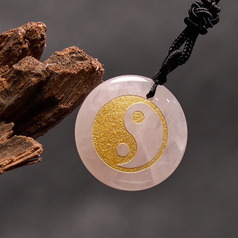 Nimara Ritual Various Crystal Amethyst Tiger Eye Green Aventurine Yin Yang Spiritual Necklace Pendant