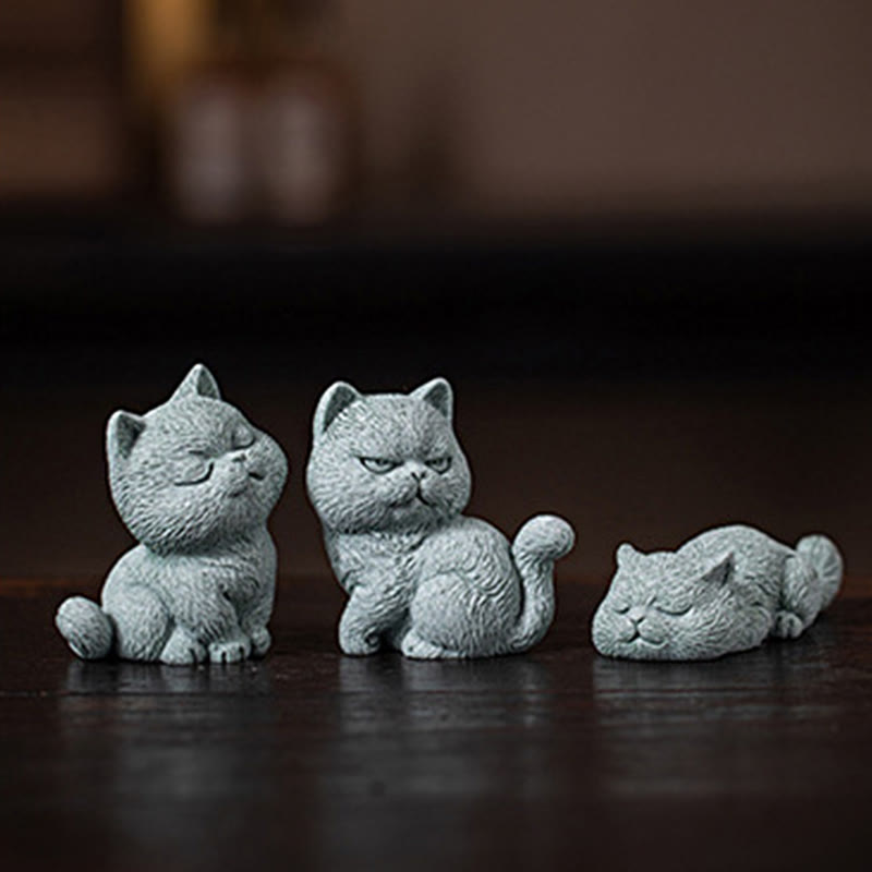 Nimara Ritual Small Cat Home Tea Pet Figurine Desk Decoration