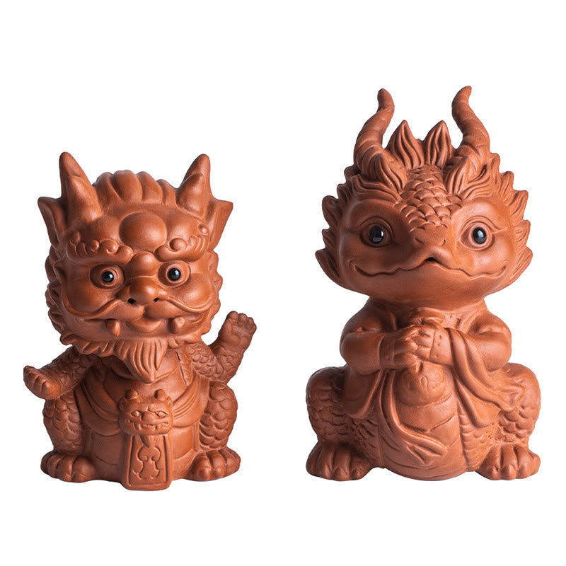 Nimara Ritual Luck Dragon Wealth Tea Pet Purple Clay Figurine Decoration