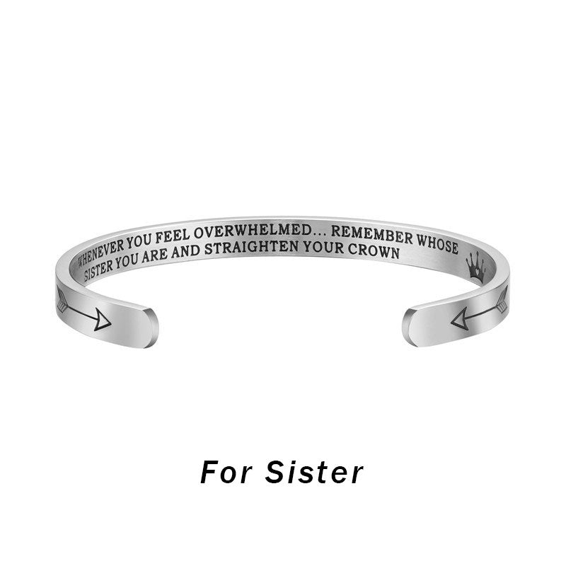 Nimara Ritual Inspirational Bracelets Personalized Gift for Her Him Engraved Mantra Cuff Bangle Crown Jewelry