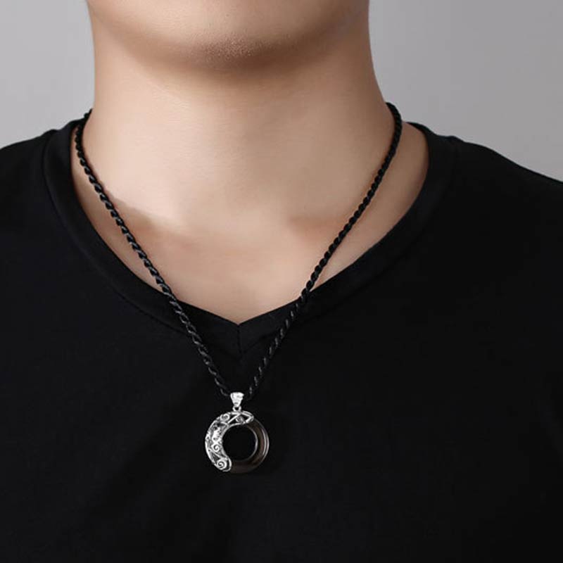 Nimara Ritual 12 Constellations of the Zodiac Ice Obsidian Blessing Round Pendant Necklace
