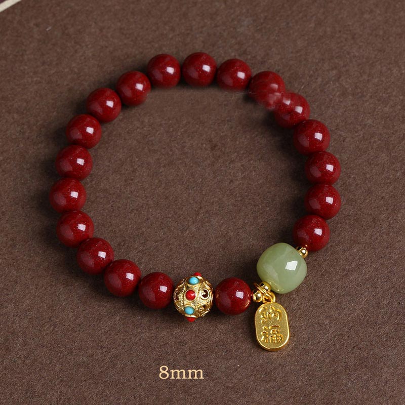 Nimara Ritual Cinnabar Green Aventurine Fortune Protection Charm Bracelet