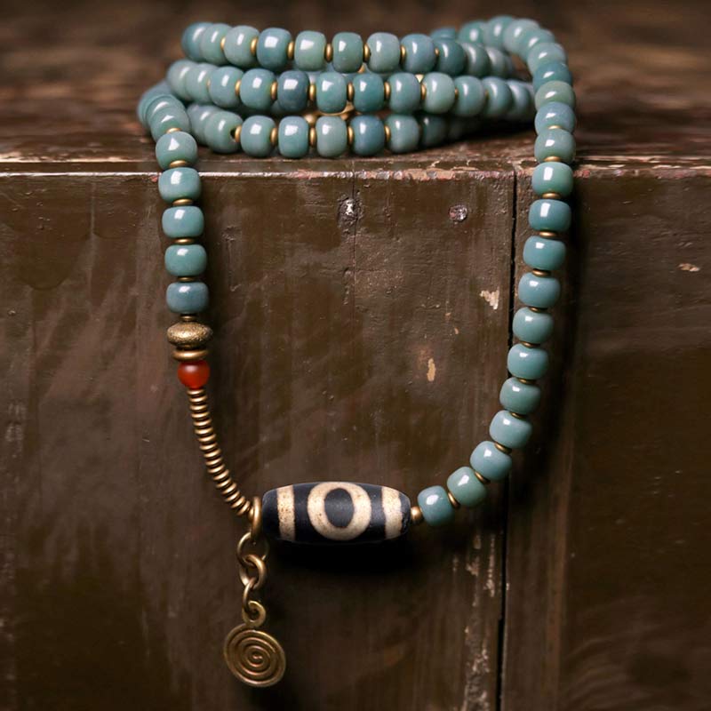 Nimara Ritual 108 Mala Beads Bodhi Seed Dzi Bead Wisdom Bracelet