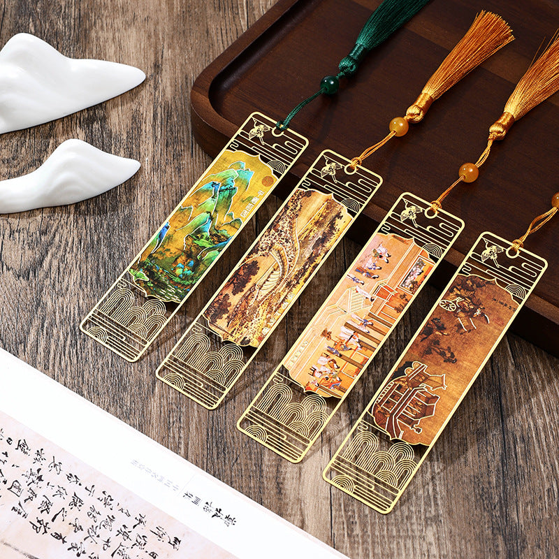 Nimara Ritual A Panorama of Rivers and Mountains Metal Hollow Bookmarks Tassel With Gift Box