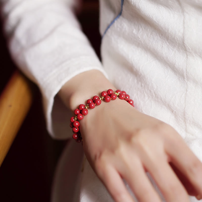 Nimara Ritual Natural Cinnabar Beaded Blessing Bracelet