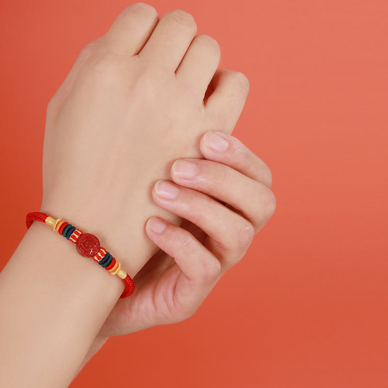 Nimara Ritual Year of the Dragon 925 Sterling Silver Chinese Zodiac Cinnabar Auspicious Matches Blessing Bracelet