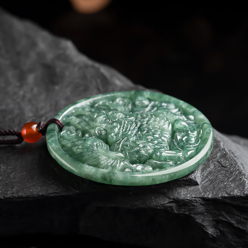 Nimara Ritual Natural Jade Kirin Abundance String Necklace Pendant
