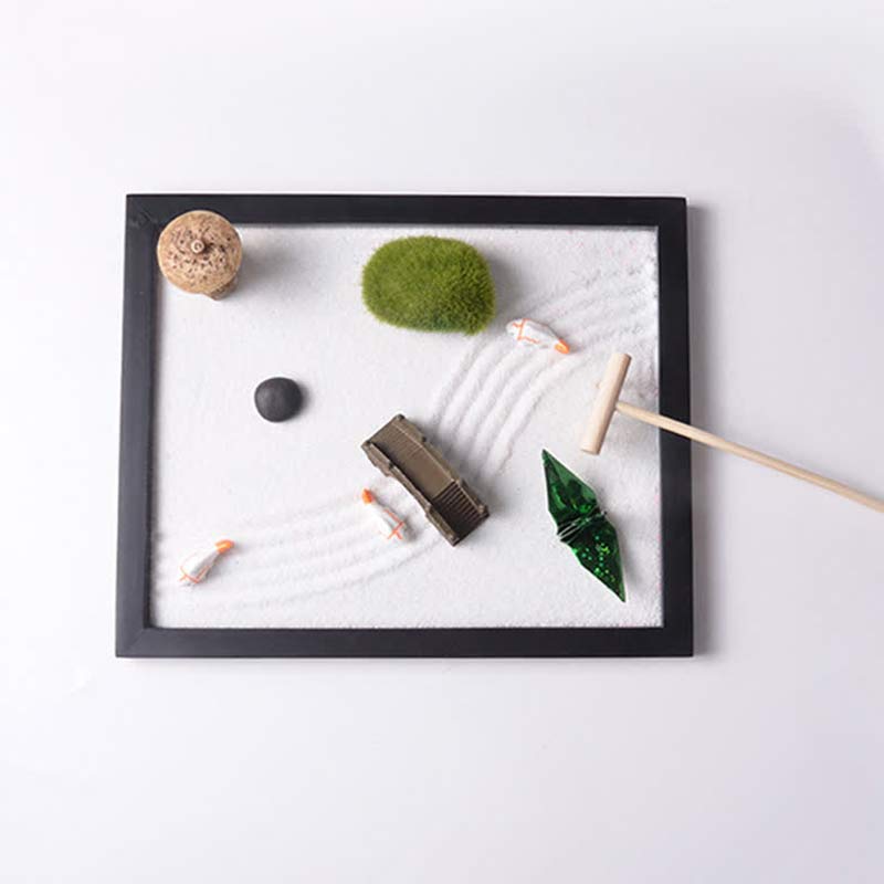 Nimara Ritual Koi Fish Small Bridge Grass Landscape Peace Meditation Zen Garden Decoration