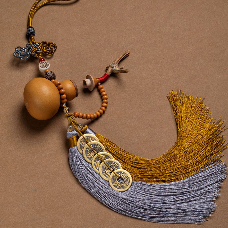 Nimara Ritual Feng Shui Coins Gourd Chinese Knot Lucky Coins Five Emperor Money Wealth Tassels Decoration