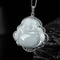 Nimara Ritual Laughing Buddha Natural Jade Abundance Titanium Steel Chain Necklace Pendant