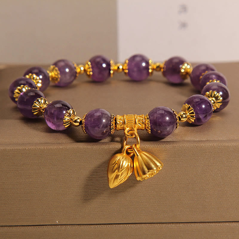 Nimara Ritual Natural Amethyst Lotus Healing Spiritual Bracelet