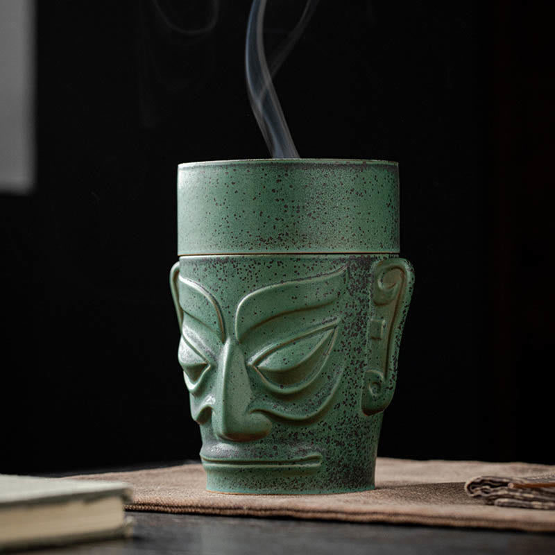 Nimara Ritual Bronze Age Relics Sanxingdui Mask Three Star Mound Ceramic Healing Incense Burner