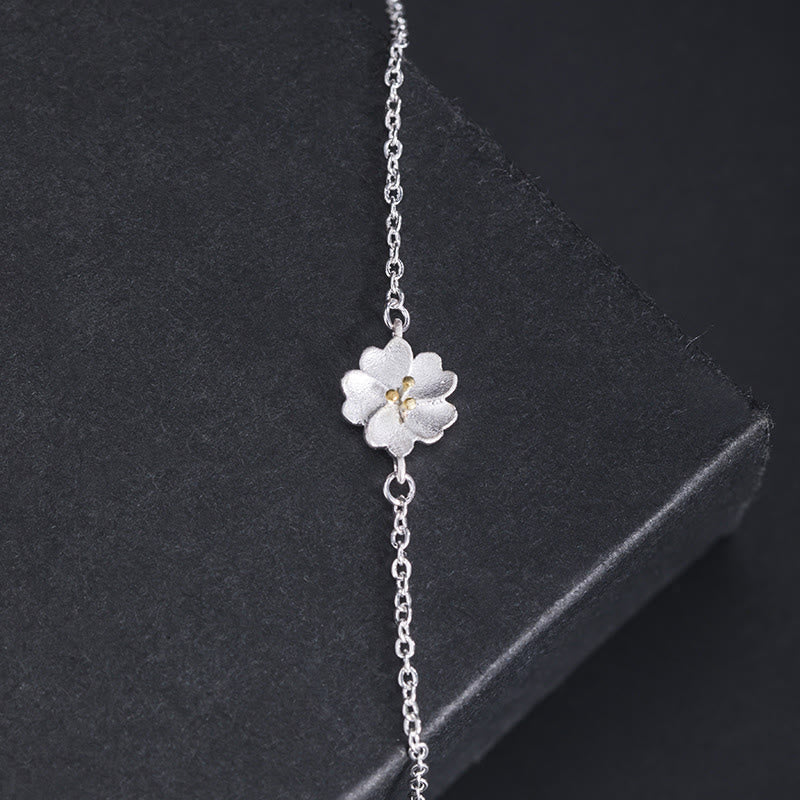 Nimara Ritual 925 Sterling Silver Cherry Blossom Blessing Chain Bracelet