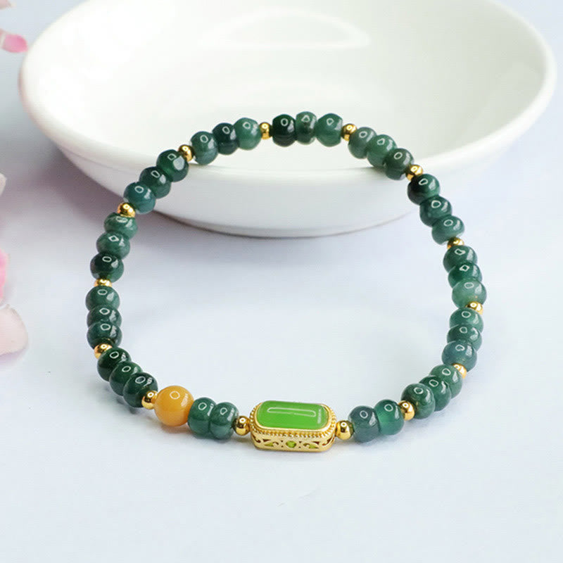 Nimara Ritual Natural Green Jade Topaz Luck Bracelet