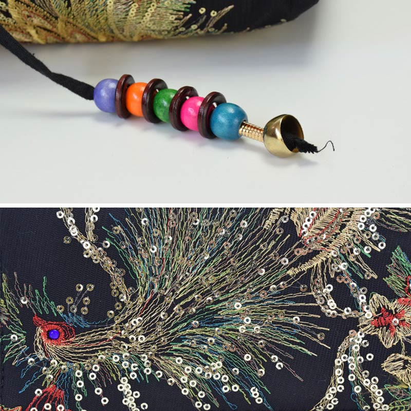 Nimara Ritual Peacock Double-sided Embroidery Tote Bag Shoulder Bag Crossbody Bag