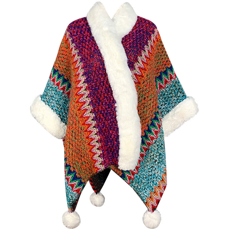 Nimara Ritual Tibetan Multicolored Striped Shawl Winter Cozy Travel Scarf Wrap