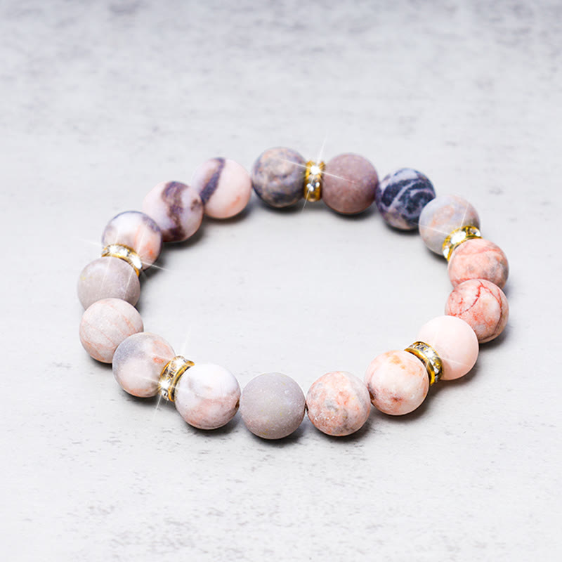 Nimara Ritual Anxiety Stress Healing Crystal Zebra Jasper Bead Bracelet